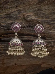 Kushal's Fashion Jewellery 92.5  Silver Oxidised Silver Plated Jhumkas Earrings