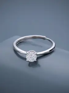 Kushal's Fashion Jewellery White Rhodium-Plated Ethnic 92.5 Pure Silver Finger Ring