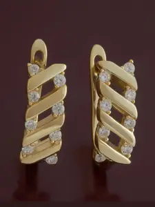 Kushal's Fashion Jewellery 92.5 Sterling Silver Gold Plated Zircon Spherical Hoop Earrings