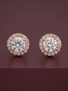 Kushal's Fashion Jewellery 92.5  Silver Rose Gold-Plated Circular Zircon Studs