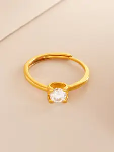 Kushal's Fashion Jewellery  Gold-Plated Stone-Studded Adjustable Finger Ring