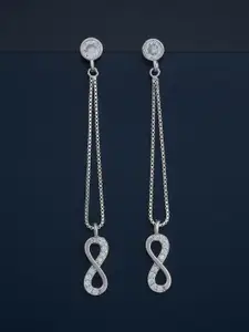 Kushal's Fashion Jewellery 92.5  Silver Rhodium-Plated Zircon Drop Earrings