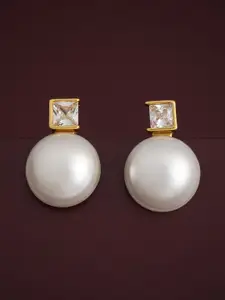 Kushal's Fashion Jewellery 92.5  Silver Gold-Plated Classic Pearls Studs