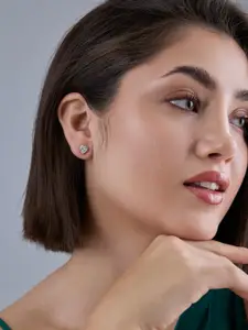 Kushal's Fashion Jewellery  92.5  Silver White Gold-Plated Classic Studs Earrings
