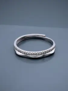 Kushal's Fashion Jewellery Kushal's Fashion Rhodium-Plated 92.5 Silver Adjustable Finger Ring