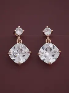 Kushal's Fashion Jewellery 92.5  Silver Rose Gold-Plated Zircon Drop Earrings
