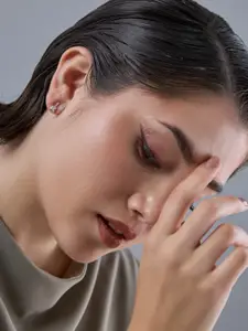 Kushal's Fashion Jewellery 92.5  Silver Rose Gold-Plated Classic Stud Earrings