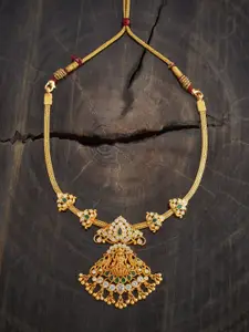 Kushal's Fashion Jewellery Embellished Bridal Gold-Plated Temple Necklace