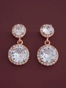 Kushal's Fashion Jewellery 92.5  Silver Rose Gold-Plated Zircon Drop Earrings