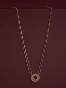 Kushal's Fashion Jewellery  92.5 Silver Rose Gold Plated Zircon Studded Pendant Chain