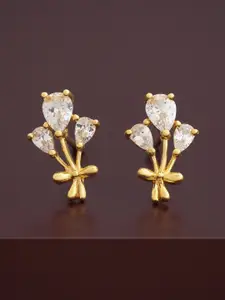 Kushal's Fashion Jewellery 92.5  Silver Gold-Plated CZ Studded Studs Earrings