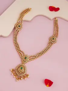 Kushal's Fashion Jewellery Women Silver Gold-Plated Temple Necklace