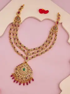 Kushal's Fashion Jewellery Women 92.5 Pure Silver Gold-Plated Temple Necklace