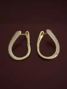 Kushal's Fashion Jewellery 92.5 Sterling Silver Gold Plated Zircon Spherical Hoop Earrings
