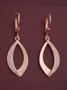 Kushal's Fashion Jewellery 92.5  Silver Rose Gold-Plated Zircon Hoop Earrings