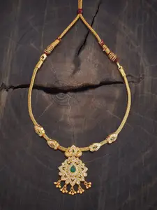 Kushal's Fashion Jewellery Embellished Bridal Gold-Plated Temple Necklace