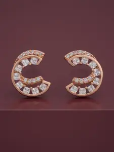 Kushal's Fashion Jewellery 92.5  Silver Rose Gold-Plated CZ Studded Studs Earrings