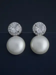 Kushal's Fashion Jewellery 92.5  Silver Rhodium-Plated Classic Drop Earrings