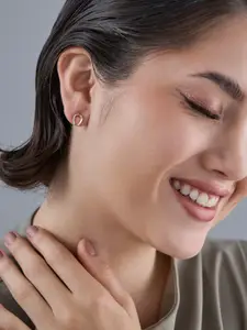 Kushal's Fashion Jewellery 92.5  Silver Rose Gold Plated Studs Earrings