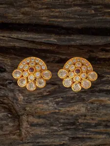 Kushal's Fashion Jewellery Embellished Bridal 92.5 Silver Gold-Plated Floral Stone Studs