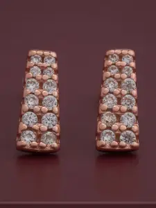 Kushal's Fashion Jewellery 92.5  Silver Rose Gold-Plated CZ Classic Studs