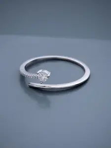 Kushal's Fashion Jewellery White Rhodium-Plated Ethnic 92.5 Pure Silver Finger Ring