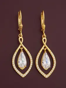 Kushal's Fashion Jewellery 92.5 Silver Gold-Plated Classic CZ-Studded Hoop Earrings