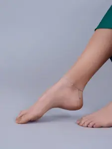 Kushal's Fashion Jewellery Sterling Silver Rhodium-Plated Artificial Stones Anklet