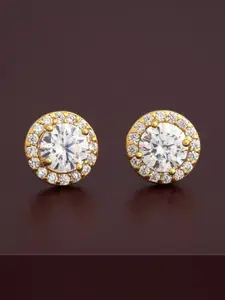 Kushal's Fashion Jewellery 92.5  Silver Gold-Plated CZ-Studded Circular Studs