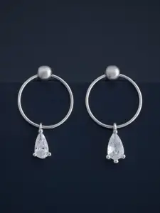 Kushal's Fashion Jewellery 92.5  Silver Rhodium-Plated Classic Drop Earrings