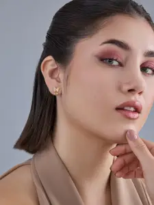 Kushal's Fashion Jewellery 92.5  Silver Gold-Plated CZ Studded Studs Earrings