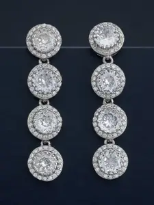 Kushal's Fashion Jewellery 92.5  Silver Rhodium Plated CZ Drop Earrings