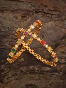 Kushal's Fashion Jewellery Embellished Bridal Set Of 2 92.5 Silver NavaratnaBangles