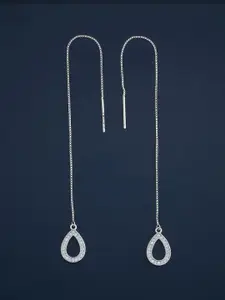 Kushal's Fashion Jewellery 92.5  Silver Rhodium-Plated CZ Classic Drop Earrings