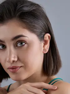 Kushal's Fashion Jewellery 92.5  Silver Gold-Plated Studs