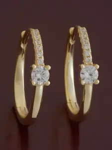 Kushal's Fashion Jewellery 92.5 Sterling Silver Gold Plated Zircon Spherical Hoop Earrings