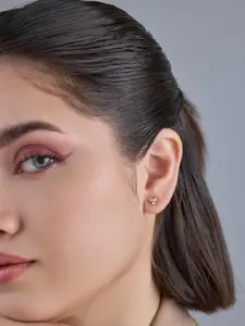 Kushal's Fashion Jewellery 92.5  Silver Gold-Plated Zircon Stone Studded Studs