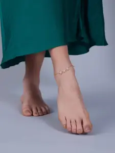 Kushal's Fashion Jewellery Sterling Silver Gold-Plated Anklet