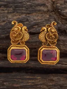 Kushal's Fashion Jewellery Embellished Bridal 92.5 Gold-Plated Temple Oxidised Studs