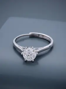 Kushal's Fashion Jewellery Rhodium-Plated Ethnic 92.5 Pure Silver Finger Ring