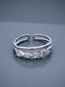 Kushal's Fashion Jewellery Rhodium-Plated 92.5 Pure Silver Finger Ring