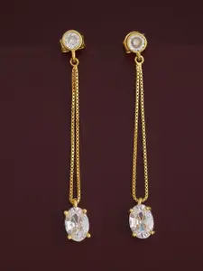 Kushal's Fashion Jewellery 92.5  Silver Gold-Plated Classic Zircon Drop Earrings