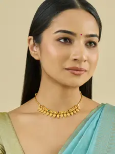 Kushal's Fashion Jewellery Embellished Bridal 92.5 Silver Gold-Plated Temple Necklace