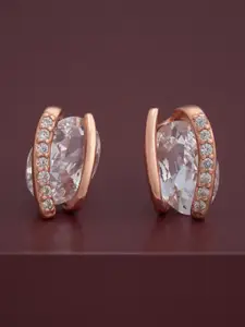 Kushal's Fashion Jewellery 92.5  Silver Rose Gold-Plated Classic Zircon Studs