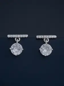Kushal's Fashion Jewellery 92.5  Silver Rhodium-Plated Zircon Drop Earrings