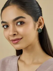 Kushal's Fashion Jewellery 92.5 Sterling Silver Contemporary Silver-Plated Studs Earrings