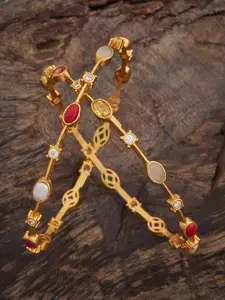 Kushal's Fashion Jewellery Embellished Bridal Set Of 2 92.5 Silver Stone Bangles