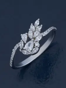 Kushal's Fashion Jewellery White 92.5 Sterling Silver Rhodium-Plated Party Finger Ring