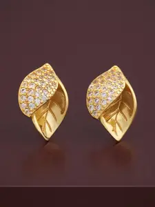 Kushal's Fashion Jewellery 92.5  Silver Gold-Plated Stone Studded Studs