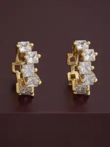 Kushal's Fashion Jewellery 92.5  Silver Gold-Plated CZ Classic Hoop Earrings